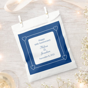 Sachets En Papier Élégant 10e anniversaire Coeurs romantiques Bleu