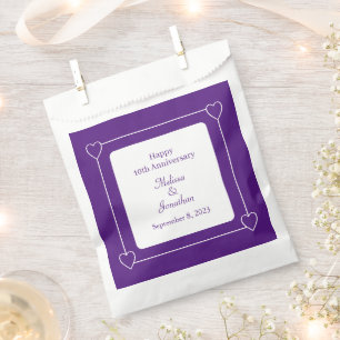 Sachets En Papier Élégant 10e anniversaire Coeurs romantiques pourpr