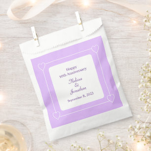 Sachets En Papier Élégant 10e anniversaire Coeurs romantiques pourpr