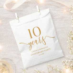 Sachets En Papier Élégant 10e anniversaire de Mariage de Champagne