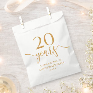 Sachets En Papier Élégant 20e anniversaire de Mariage Champagne