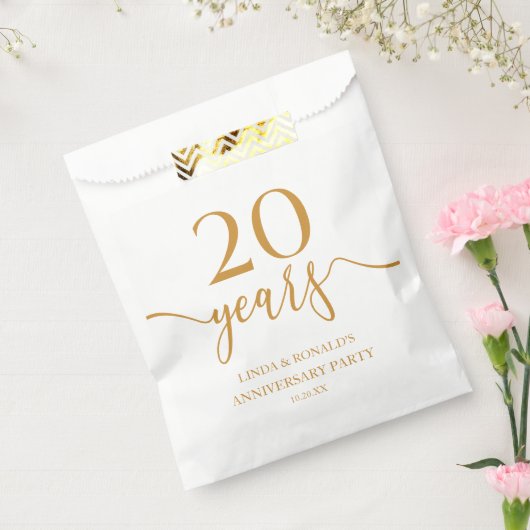 Sachets En Papier Élégant 20e anniversaire de Mariage Champagne (Scellé)