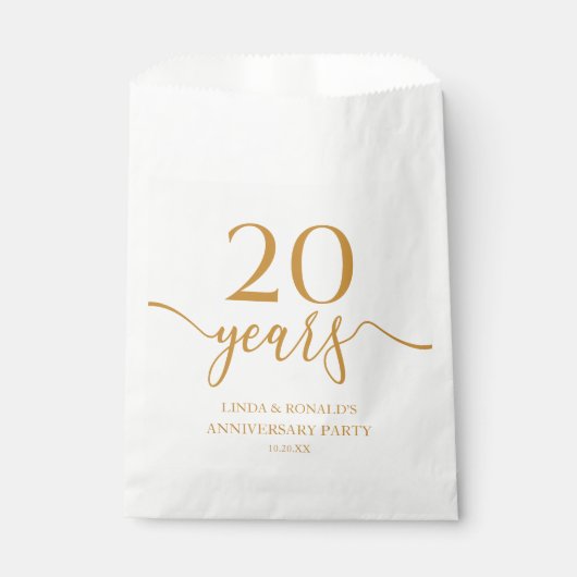 Sachets En Papier Élégant 20e anniversaire de Mariage Champagne (Devant)