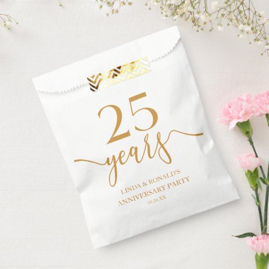 Sachets En Papier Élégant 25e anniversaire de Mariage Champagne (Scellé)