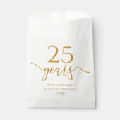 Sachets En Papier Élégant 25e anniversaire de Mariage Champagne (Devant)