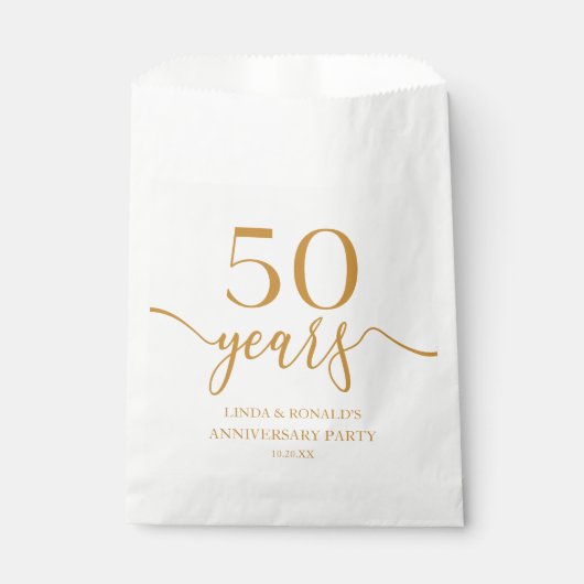 Sachets En Papier Élégant 50e anniversaire de Mariage Champagne (Devant)