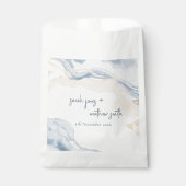 Sachets En Papier Elégant Abstrait Bleu Beige Côte Plage Mariage (Devant)