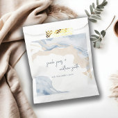 Sachets En Papier Elégant Abstrait Bleu Beige Côte Plage Mariage