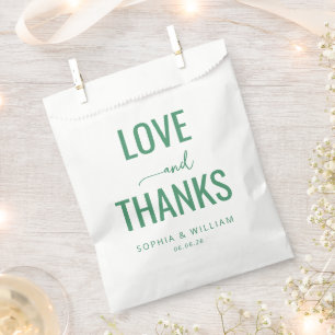 Sachets En Papier Élégant Amour Vert Merci