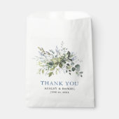 Sachets En Papier Elégant Aquarelle Verdure Dusty Blue Mariage (Devant)