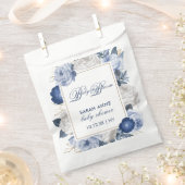 Sachets En Papier Elégant Baby shower à fleurs bleu et blanc (Coupé)