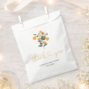 Sachets En Papier Élégant Baby shower botanique orange agrumes