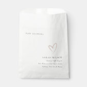 Sachets En Papier Élégant Baby shower de coeur rose pâle (Devant)