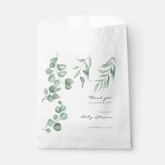Sachets En Papier Elégant Baby shower Eucalyptus Verdure Foliage (Devant)