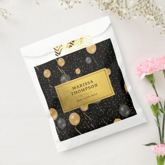 Sachets En Papier Élégant Ballons Noir & Or (Scellé)