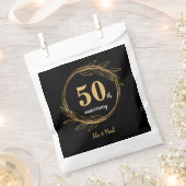 Sachets En Papier Elégant Black Gold Leaf 50e anniversaire Mariage (Coupé)
