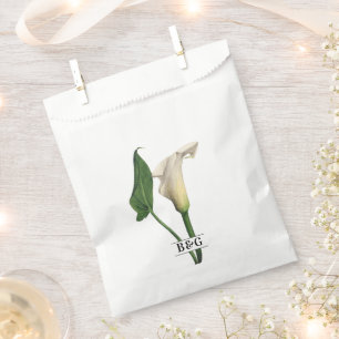Sachets En Papier Elégant blanc Calla Lily Vert Mariage botanique