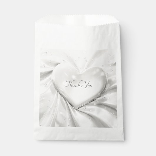 Sachets En Papier Elégant Blanc Crème Coeur Favoriser Sac (Devant)