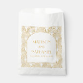 Sachets En Papier Elégant Blanc Or Géométrique Mariage Art Déco (Devant)