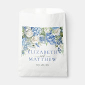 Sachets En Papier Elégant bleu Hydrangea Roses blanches Mariage flor (Devant)