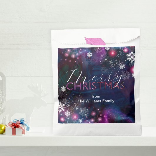 Sachets En Papier Élégant bleu profond Magenta rose flocon de neige