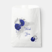 Sachets En Papier élégant bleu royal fleurs argent mariage faveur ba (Devant)