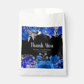 Sachets En Papier Elegant Blue and Silver Flowers Birthday Party (Devant)