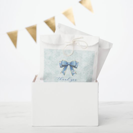 Sachets En Papier Elegant Blue Bow Engagement Party Invitation (Fête)