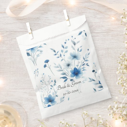 Sachets En Papier Elegant Blue Floral Wedding (Coupé)