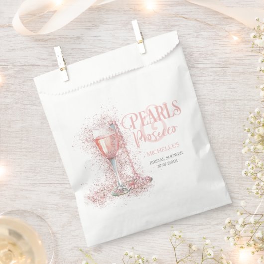 Sachets En Papier Elégant Blush Perles rose et Prosecco Bubbly (Coupé)