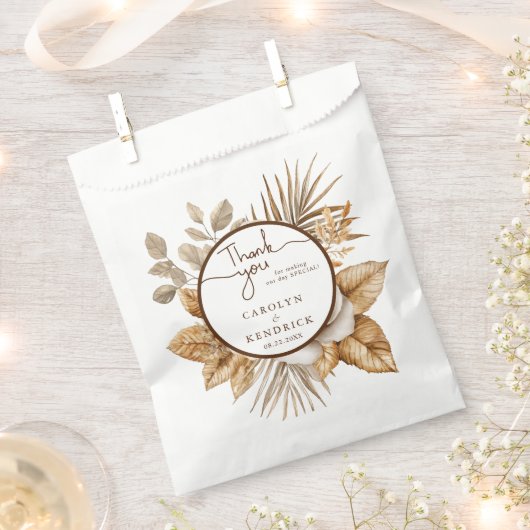 Sachets En Papier Elégant Boho Neutre Mariage floral Merci (Coupé)