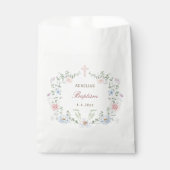Sachets En Papier Élégant cadre floral Baptême (Devant)