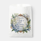 Sachets En Papier Elégant cadre floral baroque 21ème anniversaire (Devant)