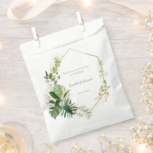 Sachets En Papier Elégant cadre géométrique vert Tropical Feuille Go (Coupé)