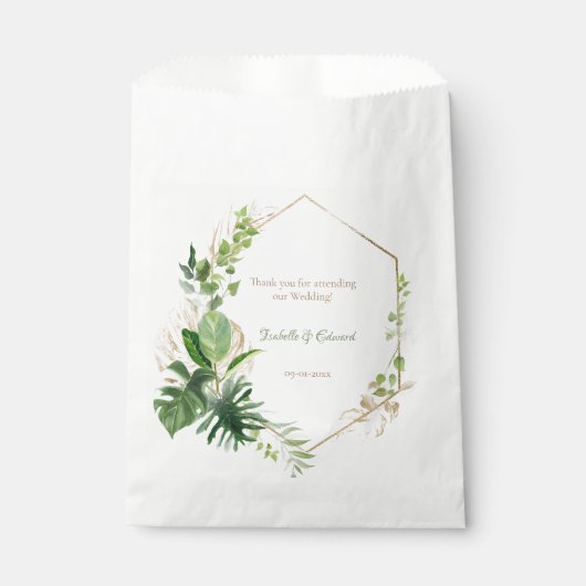 Sachets En Papier Elégant cadre géométrique vert Tropical Feuille Go (Devant)