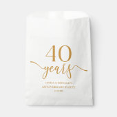 Sachets En Papier Élégant Champagne 40e anniversaire de Mariage (Devant)