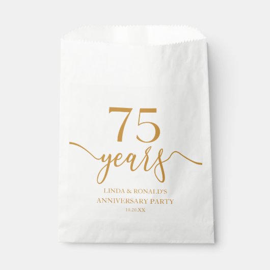 Sachets En Papier Élégant Champagne 75e anniversaire de Mariage (Devant)
