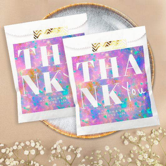 Sachets En Papier Élégant Chic Gold Opa Bold Merci Mariage