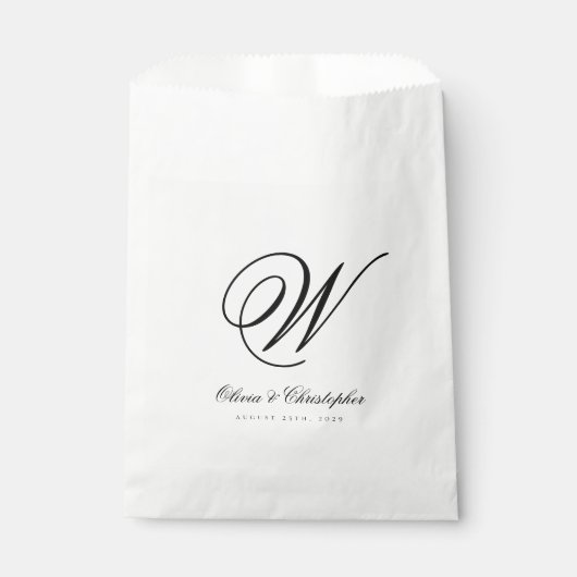 Sachets En Papier Elegant Classic Nom Mariage initial (Devant)