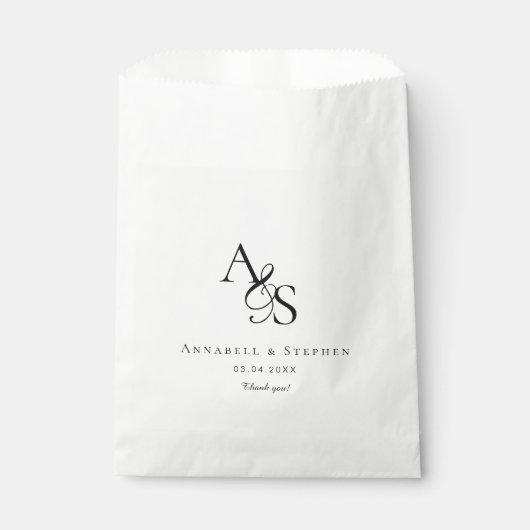 Sachets En Papier Élégant, Classique, Monogramme, Mariage (Devant)