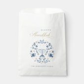 Sachets En Papier Elégant Classy Marine Bleu Bonne Hanoukka Floral N (Devant)
