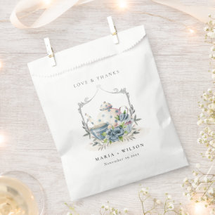 Sachets En Papier Elégant Cute Aqua Blue floral Mariage de la Coupe