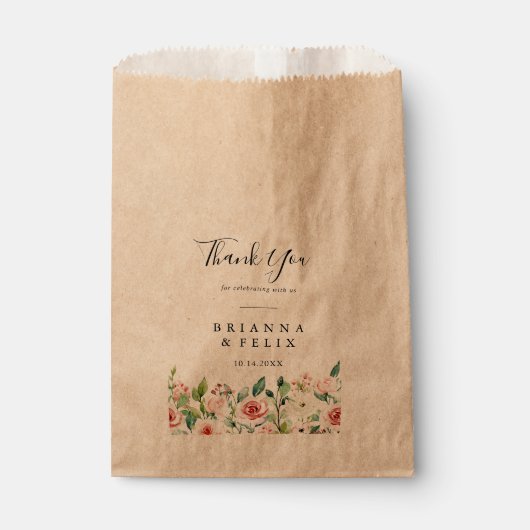 Sachets En Papier Élégant Dainty Automne Floral Merci Mariage (Devant)