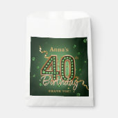 Sachets En Papier Elegant Emerald Green Gold 40th Birthday Gemstone (Devant)