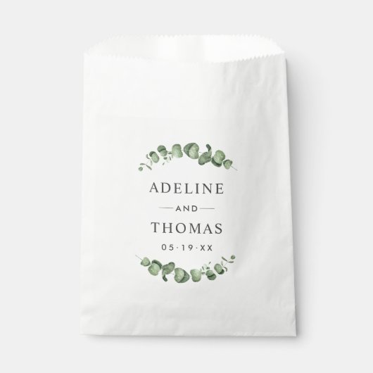 Sachets En Papier Élégant Eucalyptus Mariage Monogramme (Devant)