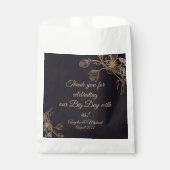 Sachets En Papier Elégant Faux métal or Mariage floral (Devant)