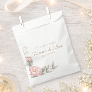 Sachets En Papier Élégant Fête Rose Merci Fleurie