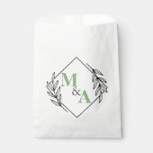 Sachets En Papier Élégant feuille de couronne Monogrammes Mariage de (Devant)