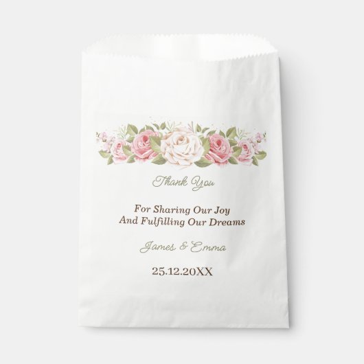 Sachets En Papier Élégant Fleur de Rose Sur Mesure (Devant)