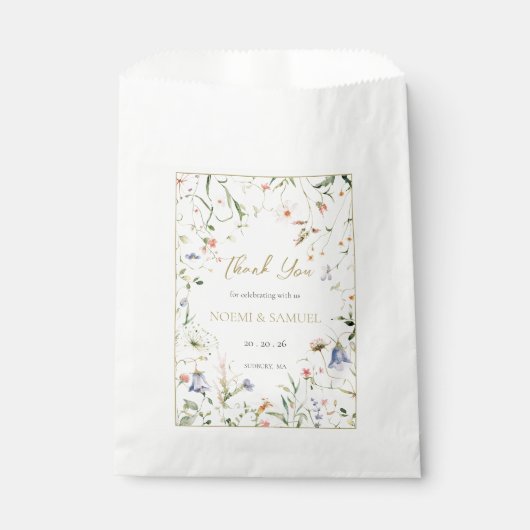 Sachets En Papier Elégant Fleur sauvage Aquarelle Delicate Mariage (Devant)
